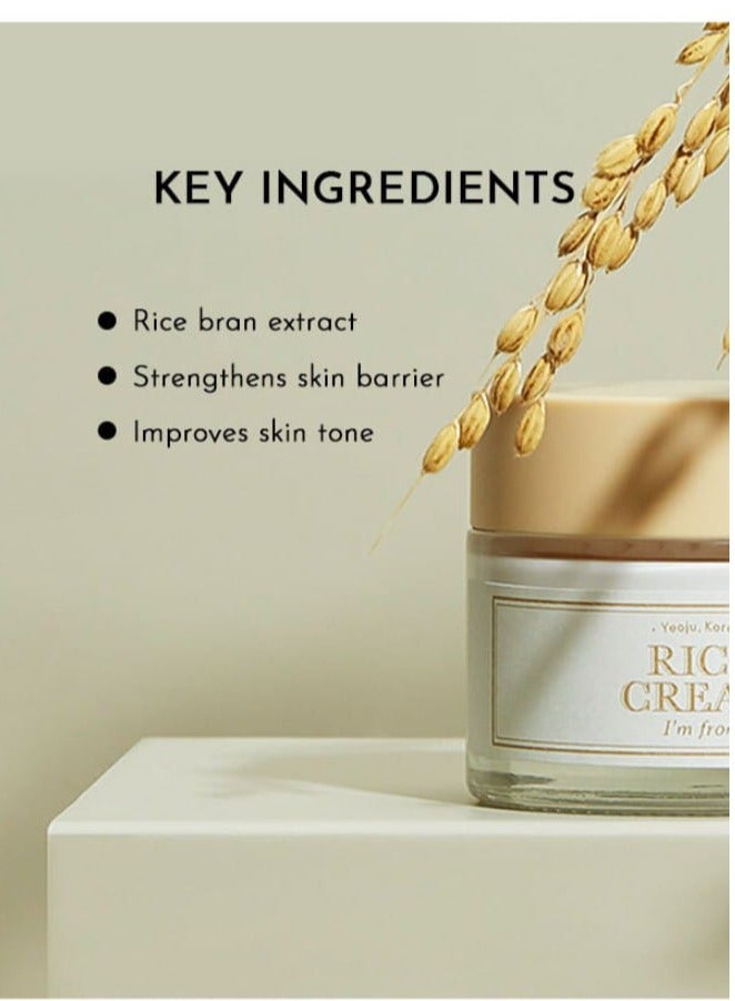 I'm from Rice Cream 1.69 Ounce, 41% Rice Bran Essence with Ceramide, Glowing Look, Improves Moisture Skin Barrier, Nourishes Deeply, Smoothening to Even Out Skin Tone, K Beauty - Image 3
