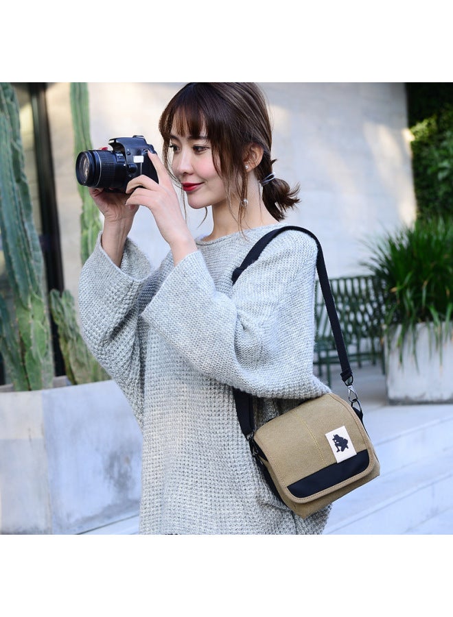 Digital SLR Camera Bag Unlabeled Canvas Bag Long Focus DV Bag Photographic Camera Bag Lens Bag Hair-Color:Khaki - Image 2