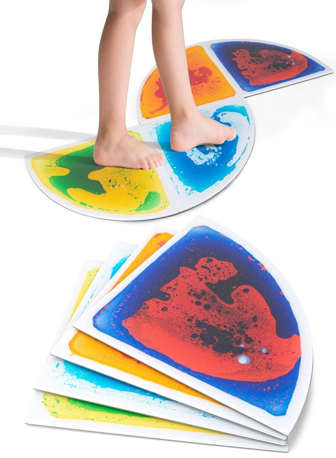 LONGKING 4-Sheet Liquid Sector Sensory Tiles, Colorful Floor Tile for Play Centers, Playroom, Lava Tiles, Radius 13" - Image 1