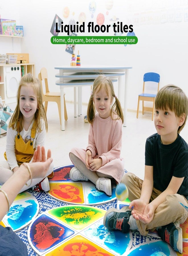 LONGKING 4-Sheet Liquid Sector Sensory Tiles, Colorful Floor Tile for Play Centers, Playroom, Lava Tiles, Radius 13" - Image 2