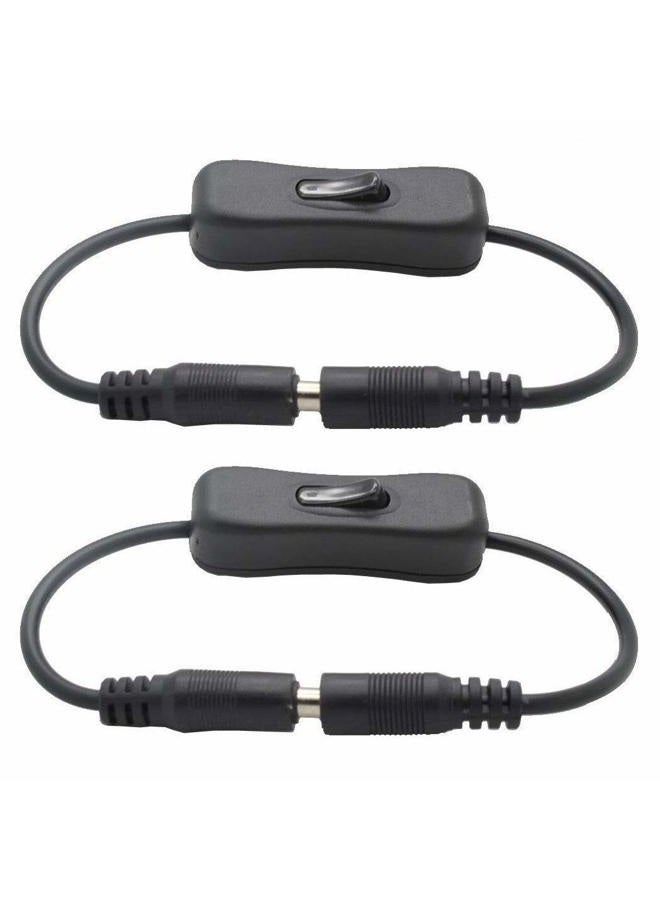 TronicsPros 2pcs LED Strip Light Inline On/Off Switch Cable DC Jack (5.5x2.1mm) Male to Female Connector, 12V Inline Rocker Switch DC Power Adapter Connector - Image 1