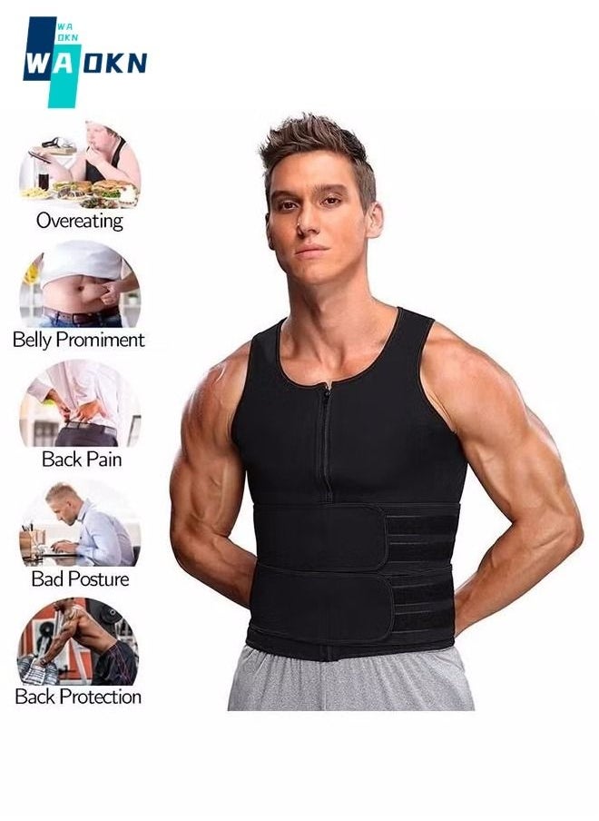WAOKN - Men Body Shaper Waist Trainer Belt Your Belly Sweat Vest Slimming Underwear Weight Loss Shirt Fat Burner Workout Tank Tops - Image 1