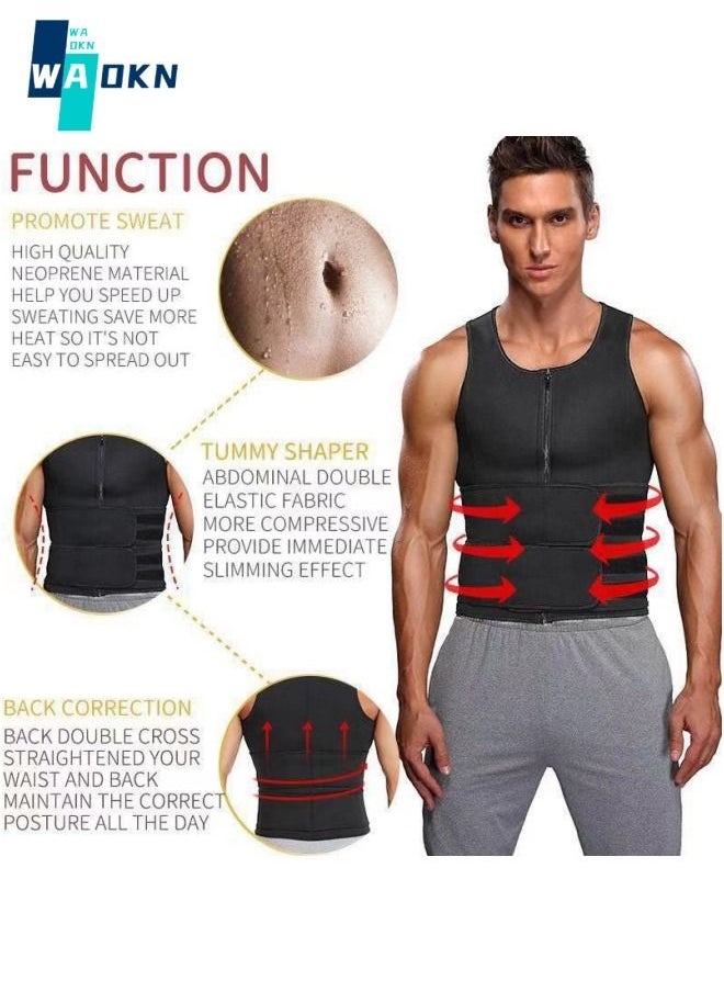 WAOKN - Men Body Shaper Waist Trainer Belt Your Belly Sweat Vest Slimming Underwear Weight Loss Shirt Fat Burner Workout Tank Tops - Image 1