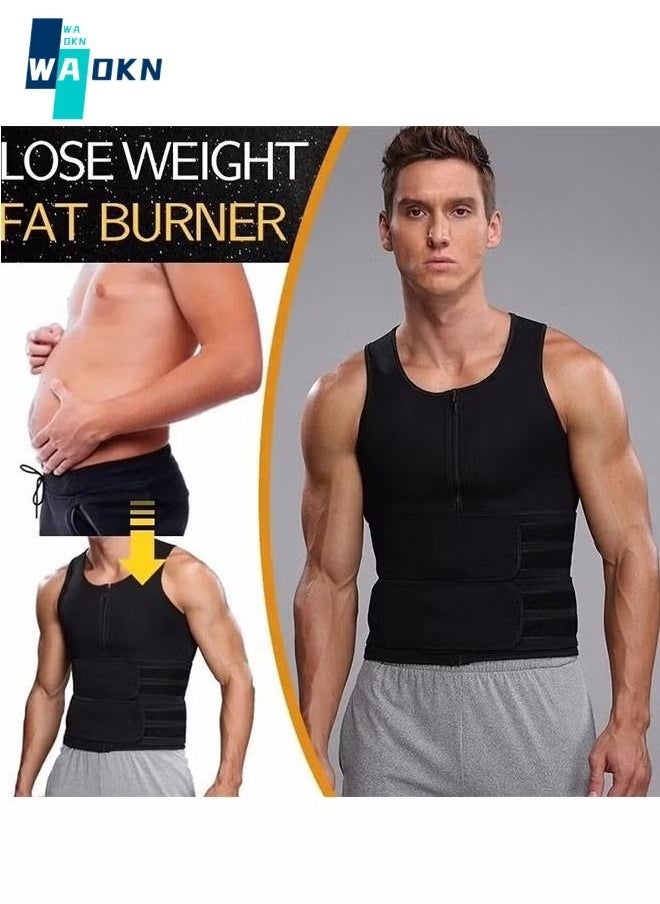 WAOKN - Men Body Shaper Waist Trainer Belt Your Belly Sweat Vest Slimming Underwear Weight Loss Shirt Fat Burner Workout Tank Tops - Image 1