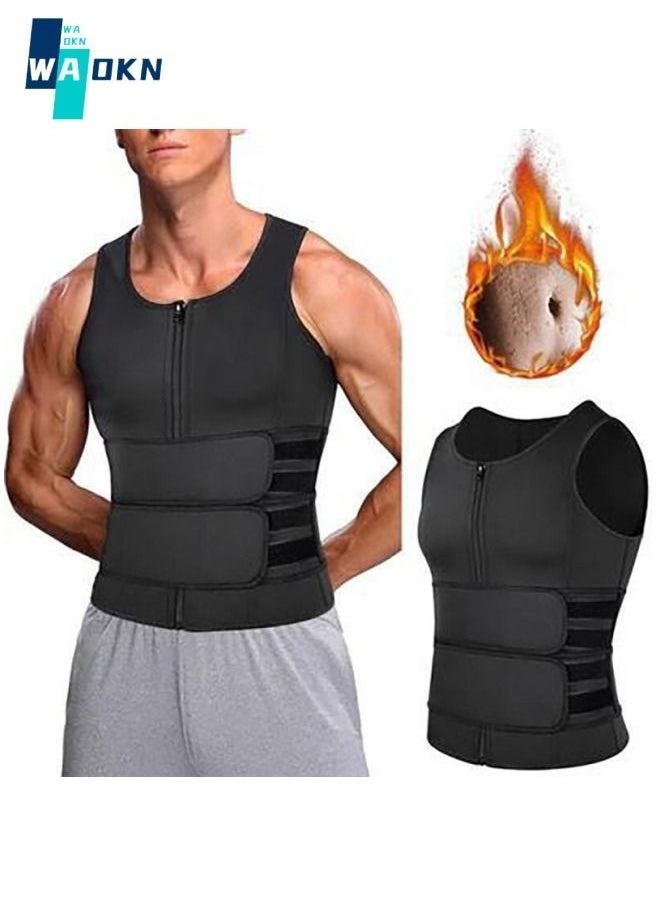 WAOKN - Men Body Shaper Waist Trainer Belt Your Belly Sweat Vest Slimming Underwear Weight Loss Shirt Fat Burner Workout Tank Tops - Image 1