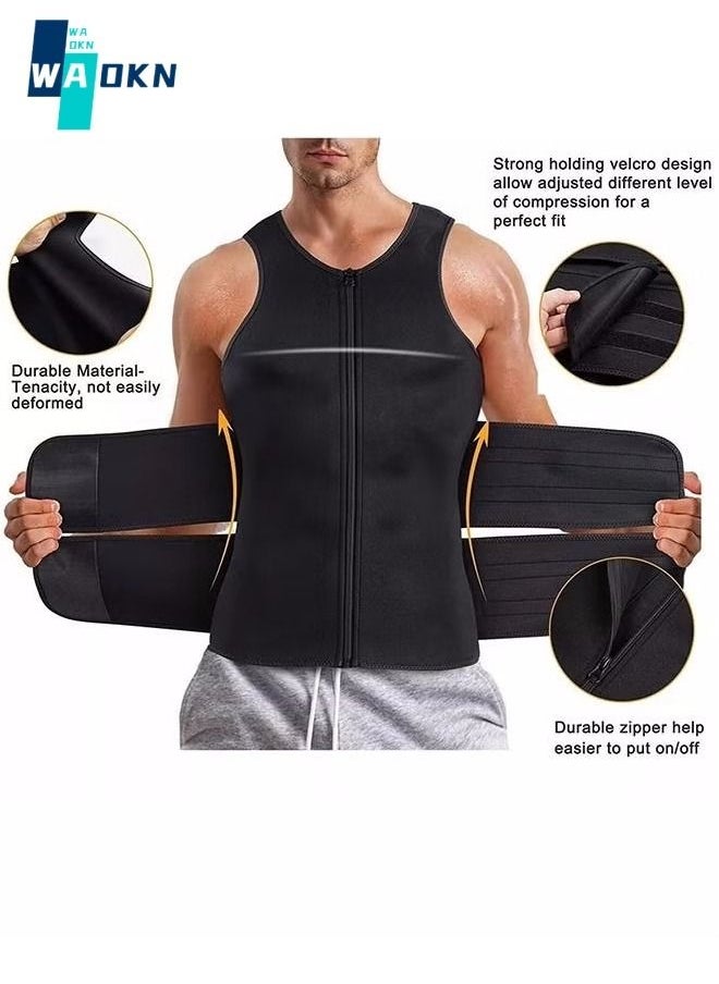 WAOKN - Men Body Shaper Waist Trainer Belt Your Belly Sweat Vest Slimming Underwear Weight Loss Shirt Fat Burner Workout Tank Tops - Image 1