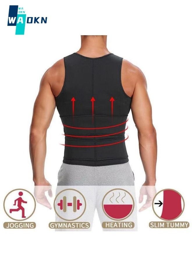 WAOKN - Men Body Shaper Waist Trainer Belt Your Belly Sweat Vest Slimming Underwear Weight Loss Shirt Fat Burner Workout Tank Tops - Image 1