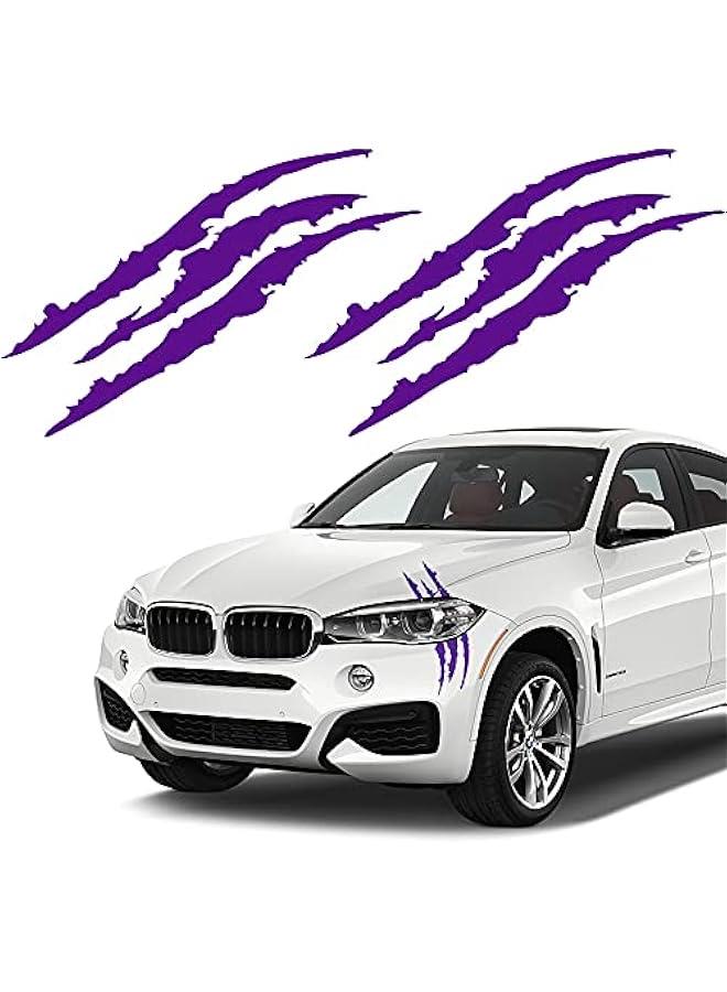 Loquat Claw Mark Car Decals, 16 Inch Car Headlight Stickers, Monster Claw Scratch Sticker for Dodge Challenger Charger, Pack of 2 (Purple) - Image 1