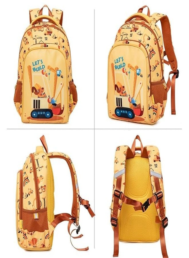 Carryze Premium Kids Construction Vehicle School Bag with Excavator Cartoon | Strong Zippers, Soft Padding & Spacious Compartments | Ideal for Nursery, Preschool & Kindergarten Boys - Image 5