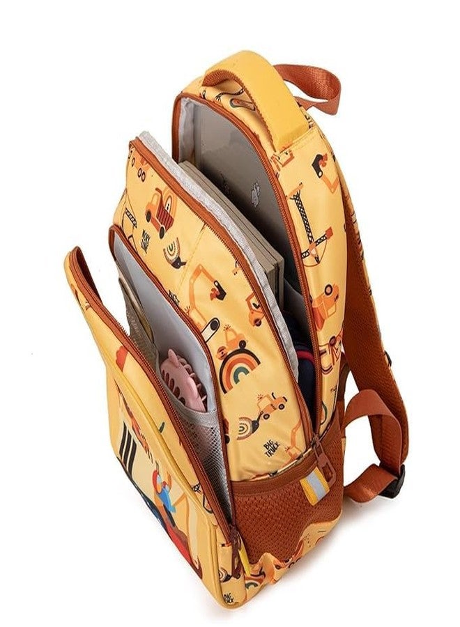Carryze Premium Kids Construction Vehicle School Bag with Excavator Cartoon | Strong Zippers, Soft Padding & Spacious Compartments | Ideal for Nursery, Preschool & Kindergarten Boys - Image 2