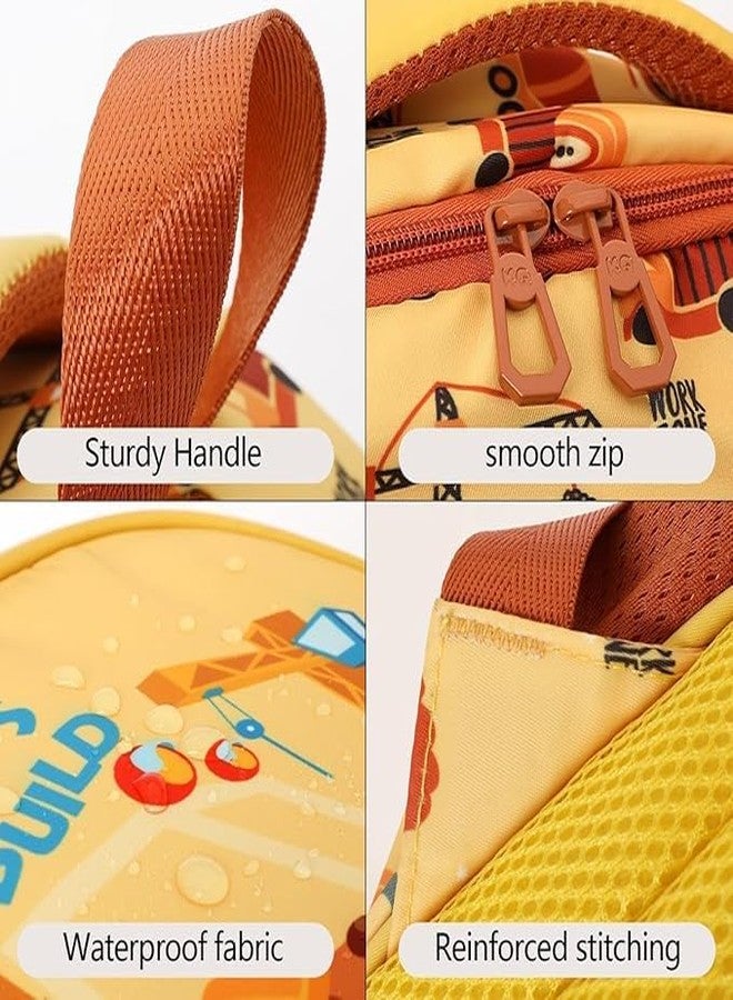 Carryze Premium Kids Construction Vehicle School Bag with Excavator Cartoon | Strong Zippers, Soft Padding & Spacious Compartments | Ideal for Nursery, Preschool & Kindergarten Boys - Image 3