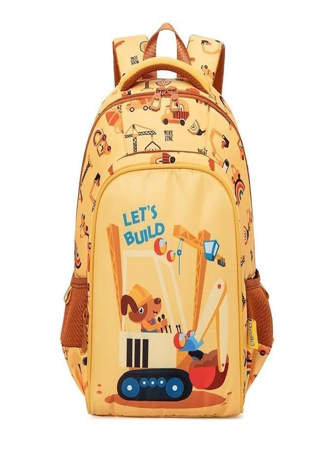 Carryze Premium Kids Construction Vehicle School Bag with Excavator Cartoon | Strong Zippers, Soft Padding & Spacious Compartments | Ideal for Nursery, Preschool & Kindergarten Boys - Image 1