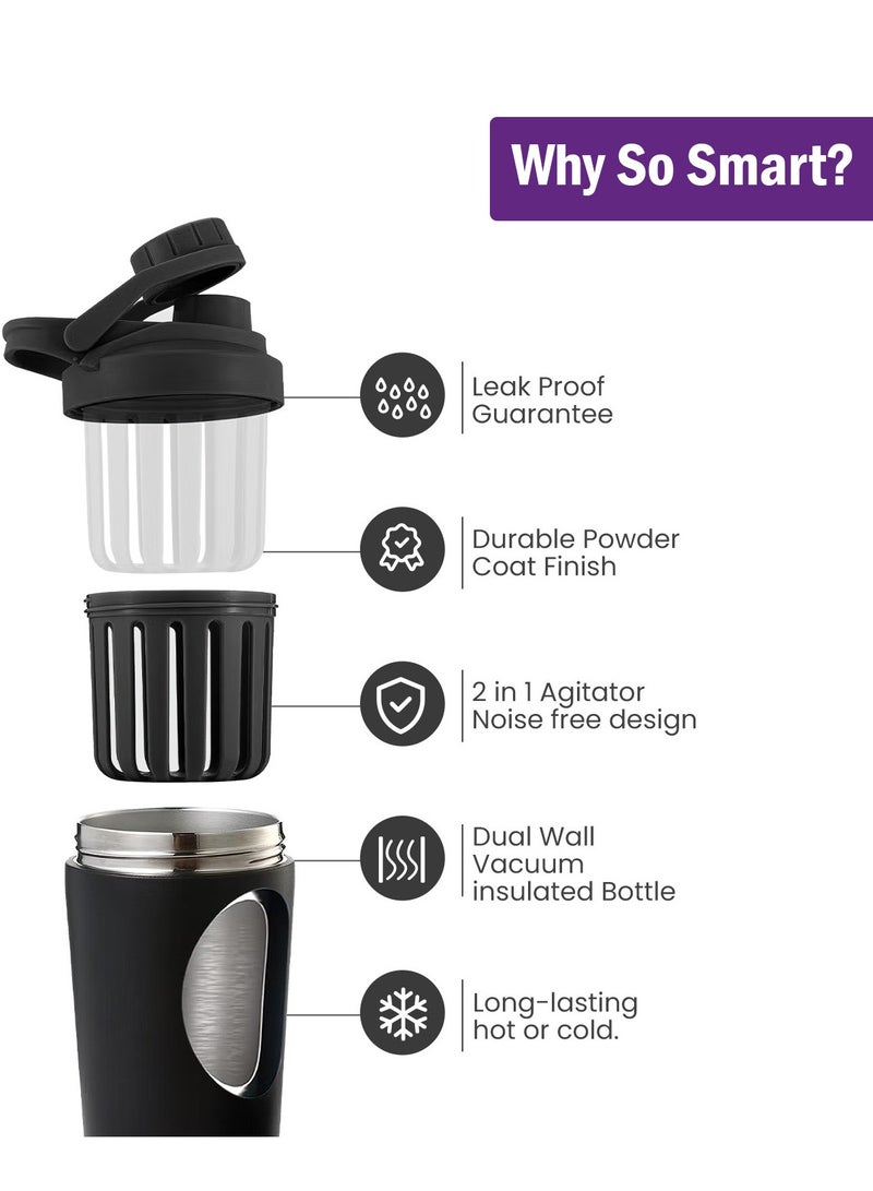 فيتنيدز شيكر ذكي ستانلس ستيل متعدد الاستخدام مع فرشاة تنظيف وكرة خفق (750 مل) - Image 2