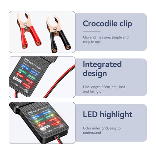 STHIRA 12V Universal Car Battery Tester & Analyzer With LED Indicator Digital LCD Screen Battery Tester For Cars, Trucks, Motorcycles, Suvs, Alternator Charging Check, DIY & Mechanics, Multicolor - Image 5