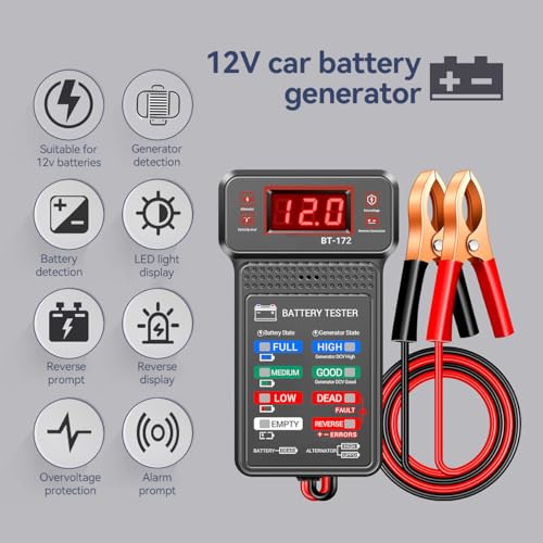 STHIRA 12V Universal Car Battery Tester & Analyzer With LED Indicator Digital LCD Screen Battery Tester For Cars, Trucks, Motorcycles, Suvs, Alternator Charging Check, DIY & Mechanics, Multicolor - Image 2