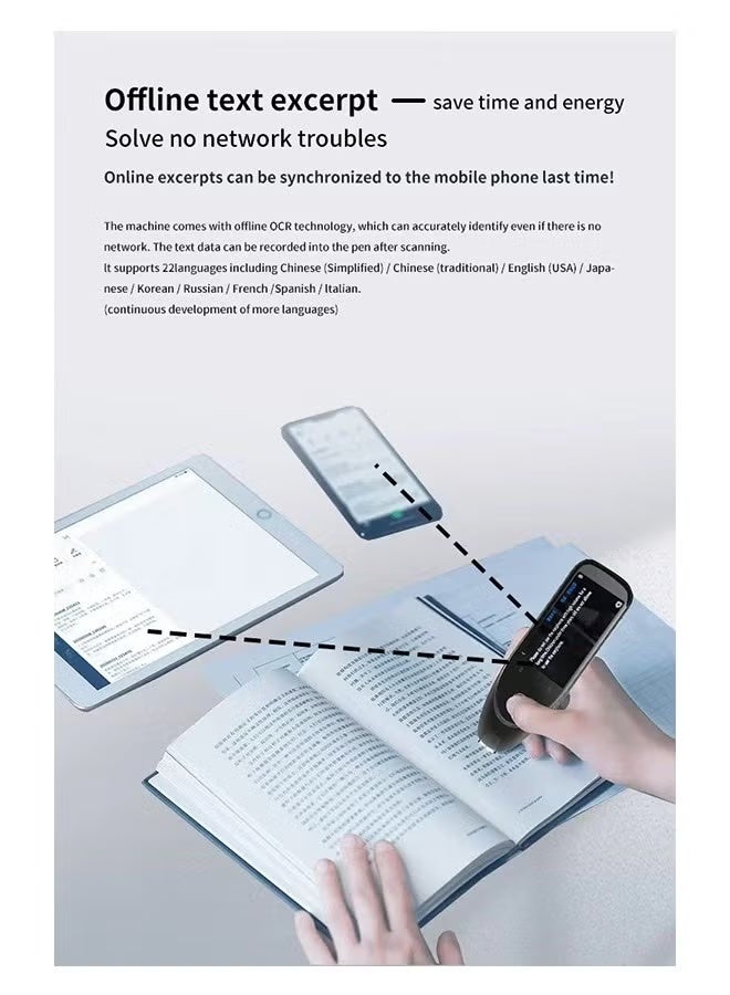 Upgraded Scan Reader Pen, Dictionary Mobile Scanner Translator Scanning Pen, 112 Language OCR Digital Reader Pen Voice Translator Device, Text&Phonetic Multilingual Translation - Image 5