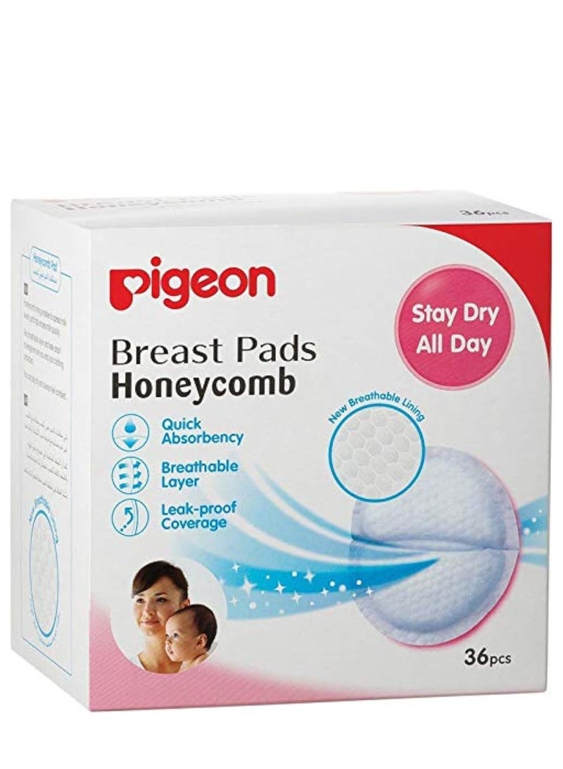 pigeon Honeycomb Breast Pad Ultra slim Light Leak Proof Quick Absorbent Milk Breast Pad 36 Pcs White