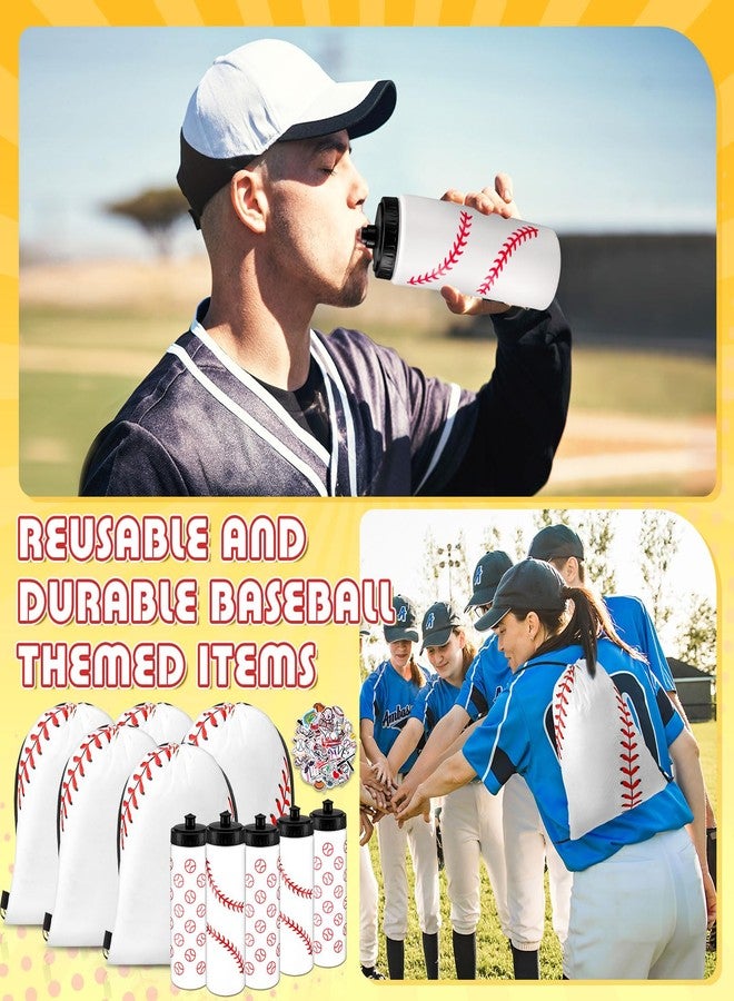 Funnymoom مجموعة زجاجات مياه Funnymoom، 12 زجاجة سعة 20 أونصة بتصميم كرة البيسبول، مع حقيبة برباط ومجموعة 50 ملصقًا. زجاجات مياه رياضية قابلة للضغط بتصميم كرة البيسبول، قابلة لإعادة الاستخدام، مثالية للصالات الرياضية والدراجات الهوائية وحفلات ركوب الدراجات. - Image 3