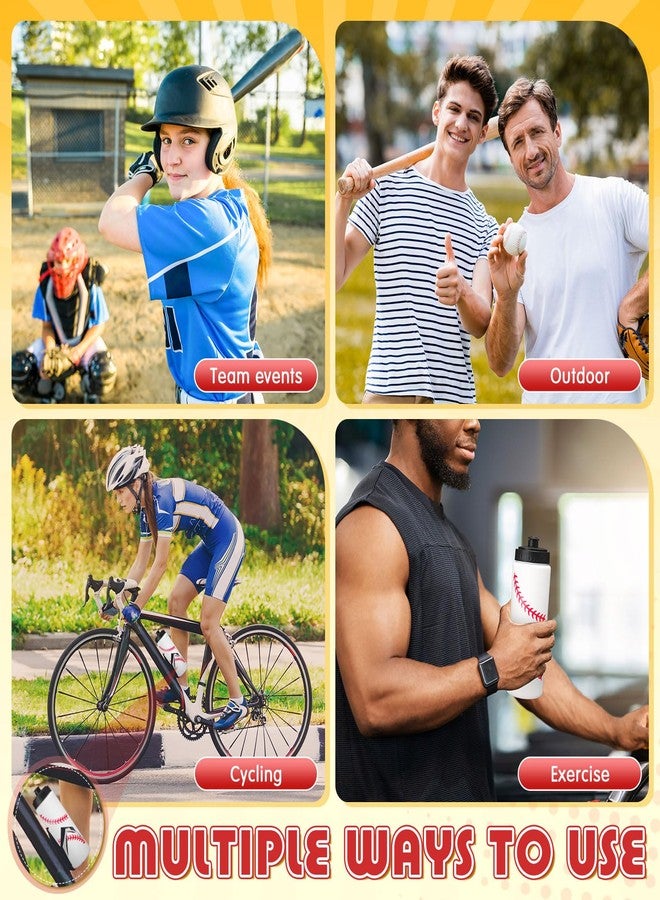 Funnymoom مجموعة زجاجات مياه Funnymoom، 12 زجاجة سعة 20 أونصة بتصميم كرة البيسبول، مع حقيبة برباط ومجموعة 50 ملصقًا. زجاجات مياه رياضية قابلة للضغط بتصميم كرة البيسبول، قابلة لإعادة الاستخدام، مثالية للصالات الرياضية والدراجات الهوائية وحفلات ركوب الدراجات. - Image 5