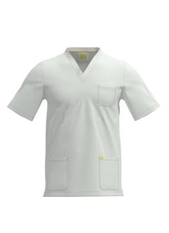 Scrub Comfortable white Lycra fabric with many pockets is meticulously crafted to retain its color without fading with repeated washing