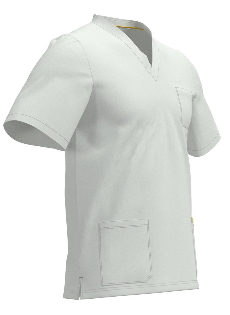 DR - Scrub Comfortable white Lycra fabric with many pockets is meticulously crafted to retain its color without fading with repeated washing - Image 1