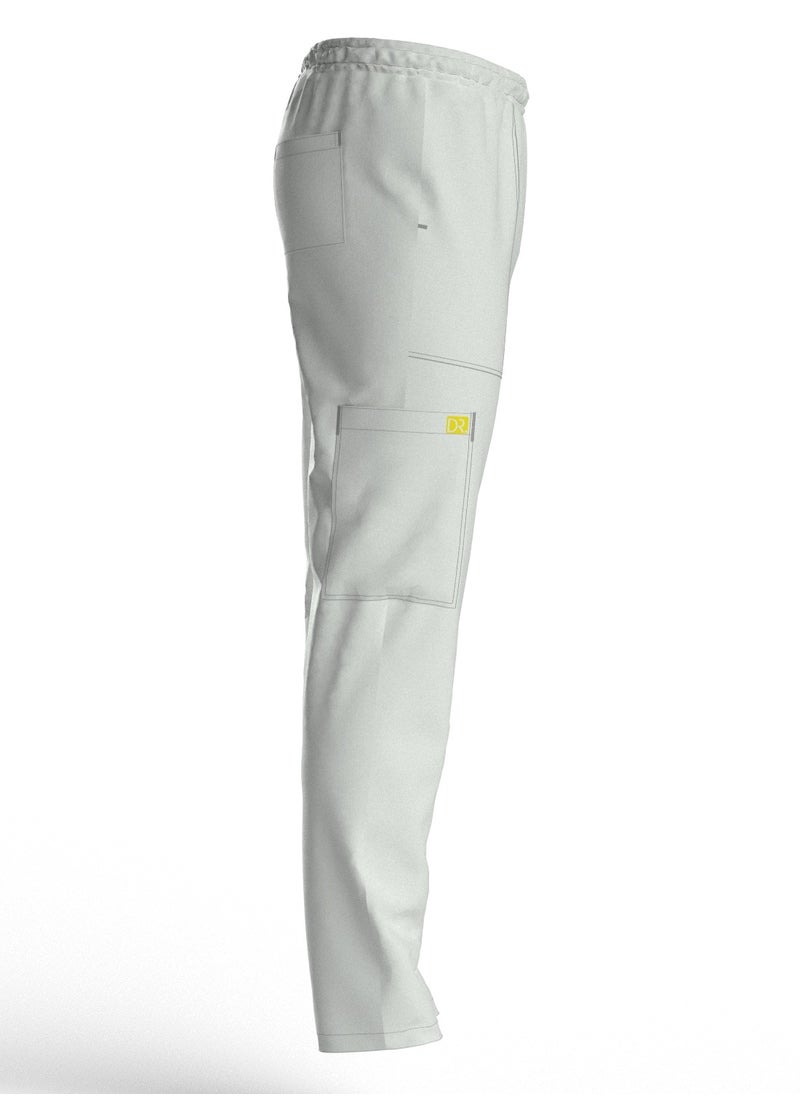 DR - Scrub Comfortable white Lycra fabric with many pockets is meticulously crafted to retain its color without fading with repeated washing - Image 1