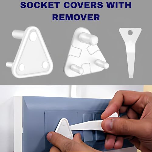 Hian Baby Safety Plug Socket Covers | Pack of 12 with 10 × 5 Amp, 2 × 15 Amp & 1 Removal Pin | ABS Plastic, White | Protects Kids from Electric Shocks & Ensures Safety | Home & Nursery Use - Image 3