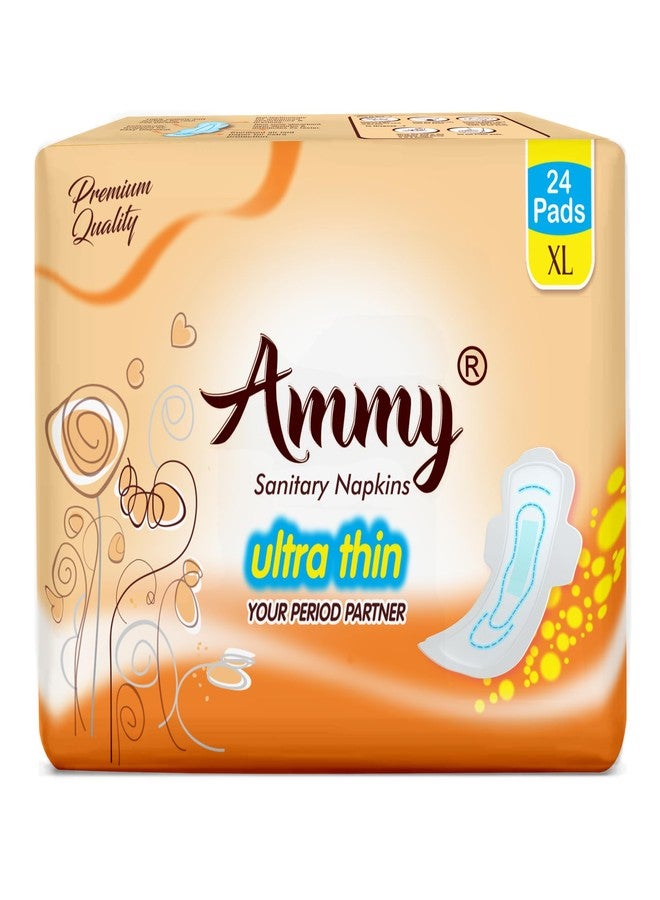 Ammy Super Absorbent Ultra Thin Sanitary Pads - 24 Pcs XL Size for Heavy Flow | Soft, Rash Free, Leak Lock, 7 Layer Protection & Advanced Gel Lock Feature | Pack of 1 - Image 1