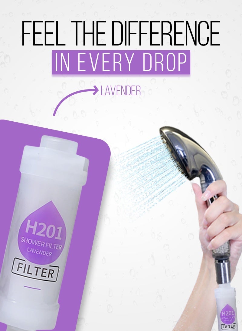 ABJ Vitamin C Shower Filter / Shower Head Filter – Water Purifier with Aromatherapy, Removes Chlorine & Fluoride, Improves Skin Hydration & Hair Health (Lavender) - Image 2