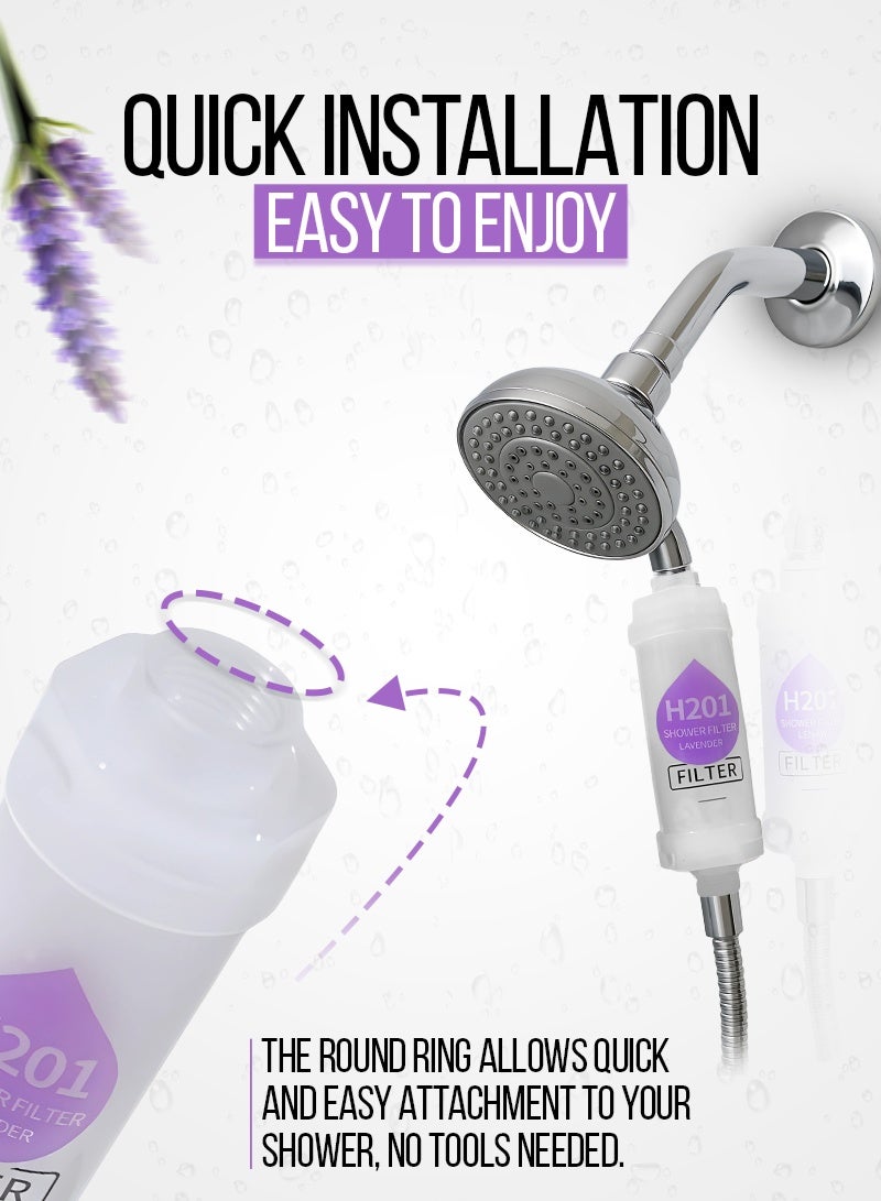 ABJ Vitamin C Shower Filter / Shower Head Filter – Water Purifier with Aromatherapy, Removes Chlorine & Fluoride, Improves Skin Hydration & Hair Health (Lavender) - Image 3