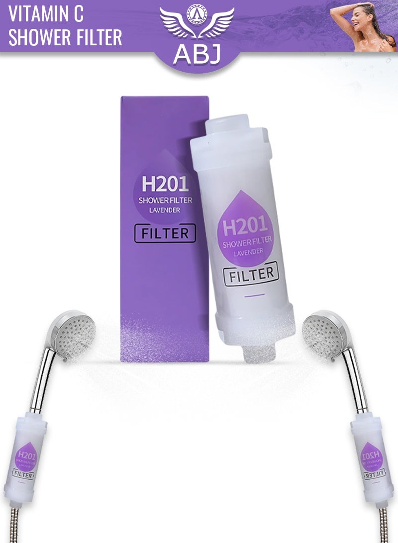 ABJ Vitamin C Shower Filter / Shower Head Filter – Water Purifier with Aromatherapy, Removes Chlorine & Fluoride, Improves Skin Hydration & Hair Health (Lavender) - Image 1