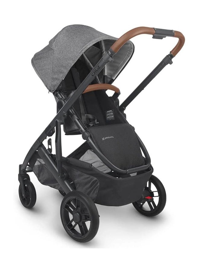UPPAbaby Cruz V2 Stroller For Infants And Toddlers Greysoncharcoal Melange With Carbon Frame And Saddle Leather – Lightweight, Reversible Seat, One - Handed Fold  - Image 3