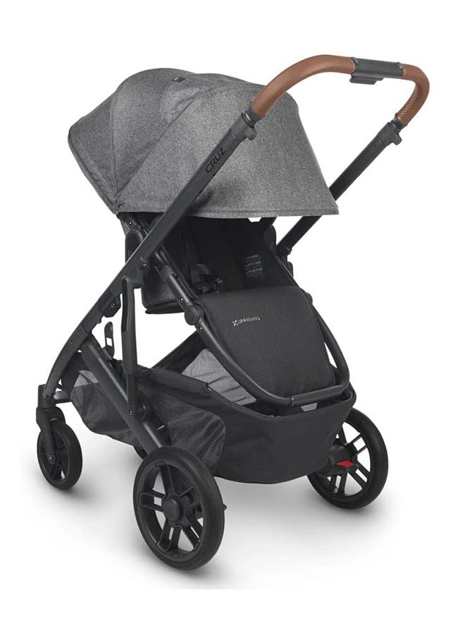 UPPAbaby Cruz V2 Stroller For Infants And Toddlers Greysoncharcoal Melange With Carbon Frame And Saddle Leather – Lightweight, Reversible Seat, One - Handed Fold  - Image 5