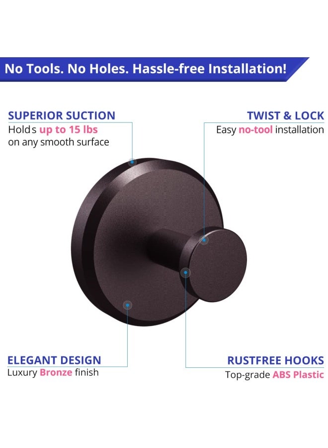 Bathroom Hook With Suction Cup Holder Removable Shower And Kitchen Bronze Hooks Hanger For Towel Bath Robe Coat Loofah 2 Pack - Image 5