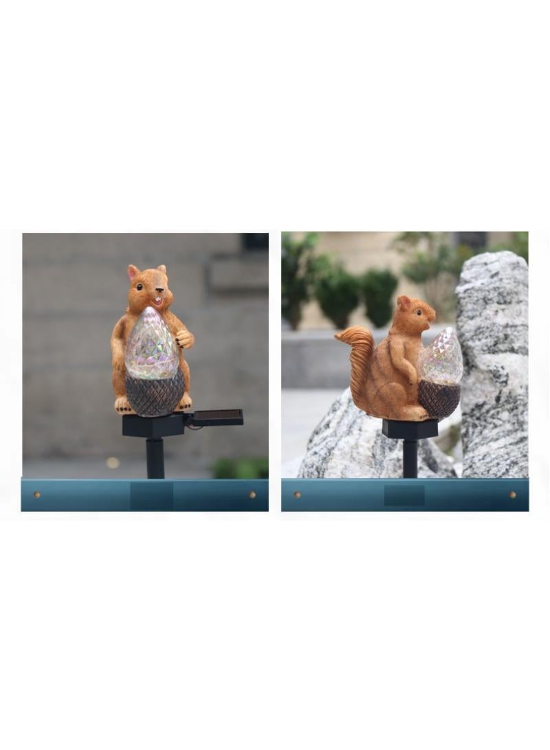 Generic 2 Pieces Crystal Squirrel Model Solar LED Lights Effect Garden Light Auto On OR Off Dust To Dawn Outdoor Waterproof Landscape Decoration Solar Powered Security Torch Light  - Image 2