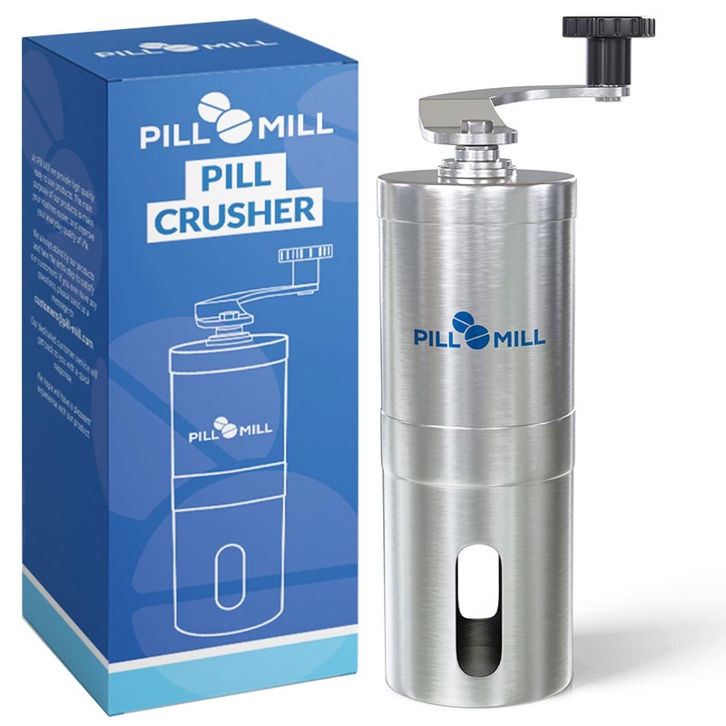Pill Mill Pill Crusher Crushes Multiple Tablets to a Fine Powder Metal Pill Grinder Tablet Pulverizer Suitable for Travel Great Feeding Tube use and Pets