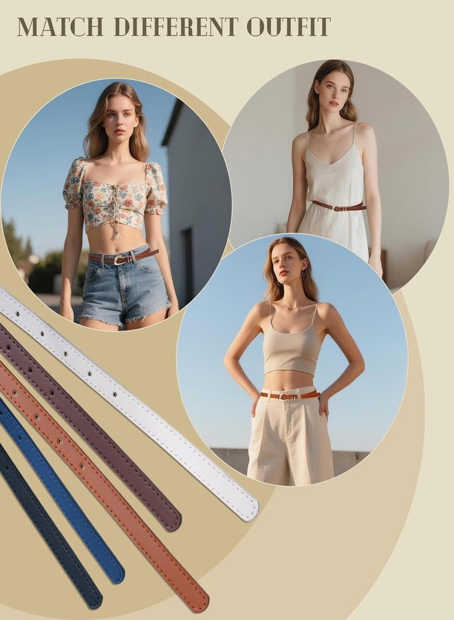 كاجير مجموعة من 3 أحزمة نسائية جلدية للجينز والسراويل والفساتين، حزام خصر أنيق رفيع مع مشبك ذهبي - Image 5