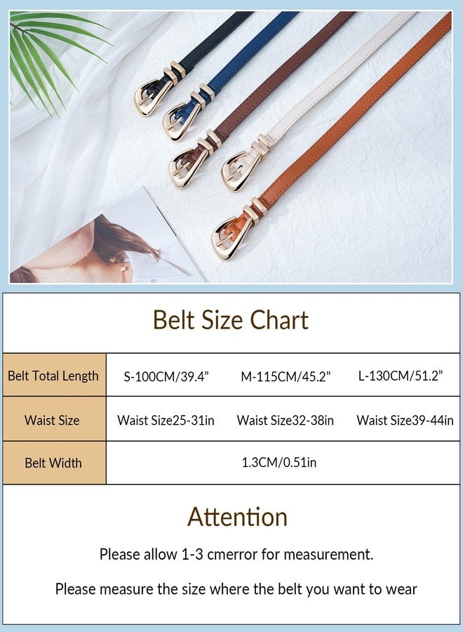 كاجير مجموعة من 3 أحزمة نسائية جلدية للجينز والسراويل والفساتين، حزام خصر أنيق رفيع مع مشبك ذهبي - Image 2