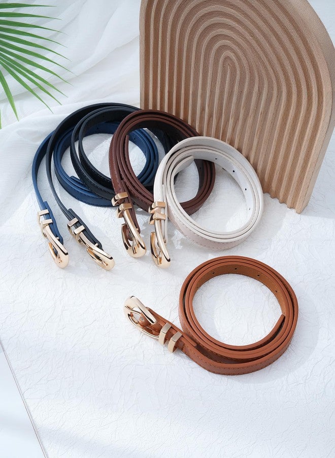 كاجير مجموعة من 3 أحزمة نسائية جلدية للجينز والسراويل والفساتين، حزام خصر أنيق رفيع مع مشبك ذهبي - Image 3