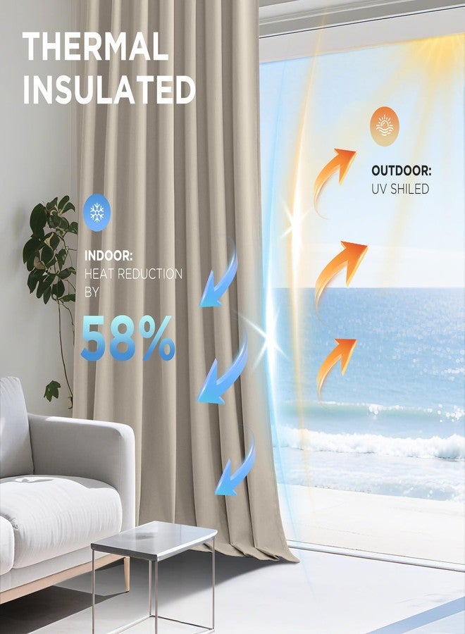 Joydeco Light Beige 100% Blackout Curtains 96 Inch 2 Panels, Luxury Thermal Light Beige Velvet Curtains for Bedroom Living Room, Soundproof Blackout Window Drapes, Rod Pocket & Back Tab (52W x 96L) - Image 5