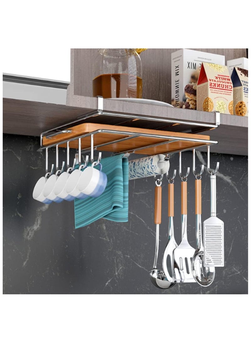 Under Cabinet Mug Holder with Hooks – No-Drill Coffee Cup Organizer Rack for Kitchen Storage, Multi-Purpose Utensil Hanger for Cups, Keys, Scarves, Ties, and More – Space-Saving Hook Rack  - Image 1