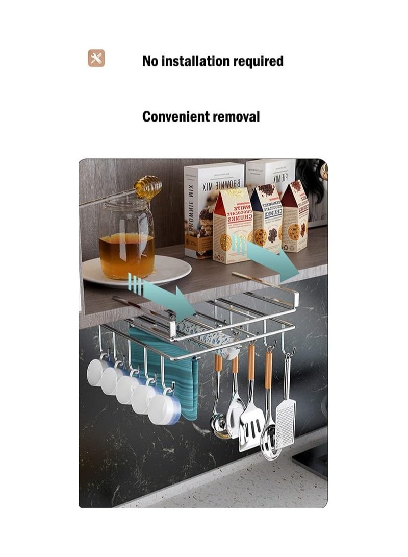 Under Cabinet Mug Holder with Hooks – No-Drill Coffee Cup Organizer Rack for Kitchen Storage, Multi-Purpose Utensil Hanger for Cups, Keys, Scarves, Ties, and More – Space-Saving Hook Rack  - Image 2