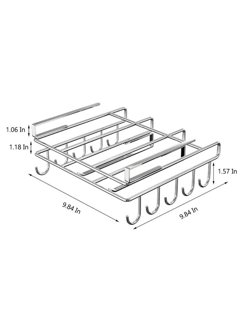 Under Cabinet Mug Holder with Hooks – No-Drill Coffee Cup Organizer Rack for Kitchen Storage, Multi-Purpose Utensil Hanger for Cups, Keys, Scarves, Ties, and More – Space-Saving Hook Rack  - Image 5