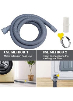 erorex Washing Machine Drain Hose U Bend Holder And 2 Hose Clamps Universal Drain Hose Extension Pipe Kit With 1 Extension Adapter 2M Portable Washing Machine Hoses For Drum Washing Machine  - Image 4