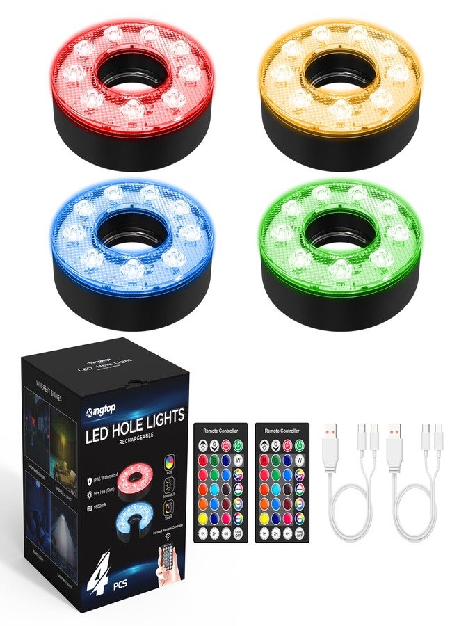 KINGTOP Rechargeable LED Golf Hole Light - Waterproof, Focused Illumination Lens, Remote-Controller, Perfect for Backyard Night Golf Practice Putting Green, Camping, Outdoor Party, O-4Pack - Image 1