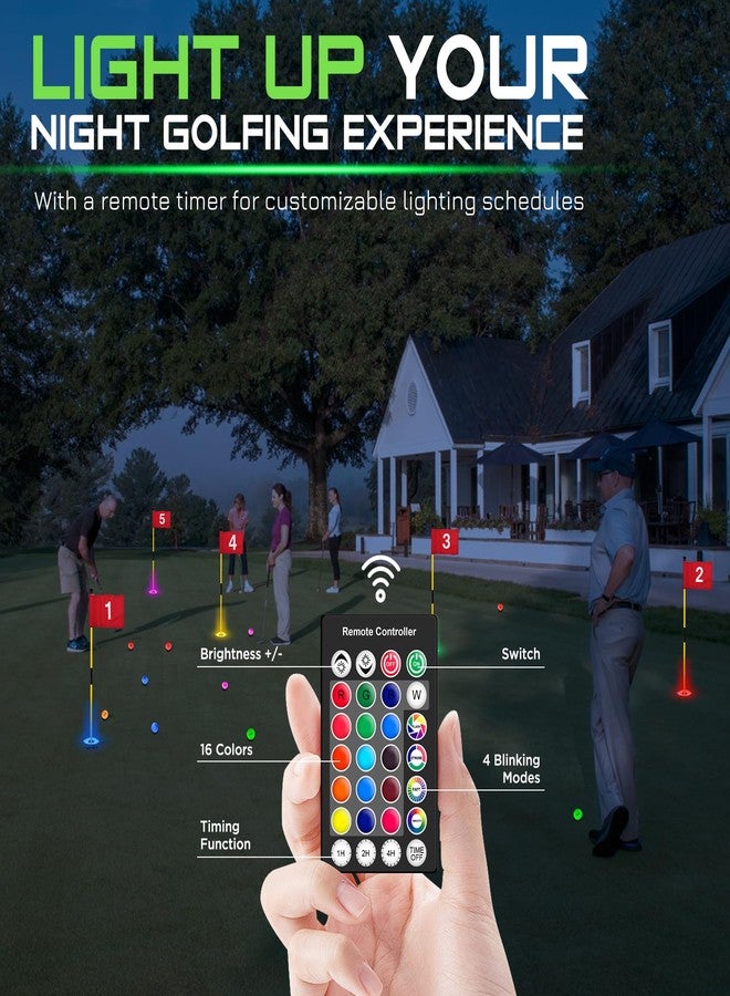 KINGTOP Rechargeable LED Golf Hole Light - Waterproof, Focused Illumination Lens, Remote-Controller, Perfect for Backyard Night Golf Practice Putting Green, Camping, Outdoor Party, O-4Pack - Image 3