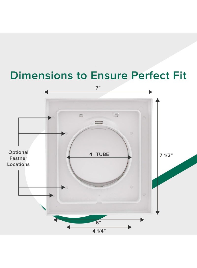 SYOSI 4 Dryer Vent Cover, The Only Dryer Vent With A Dual Door Damper To Seal Your Home, No Lint Collecting Screen, Easy Installation (White) - Image 5
