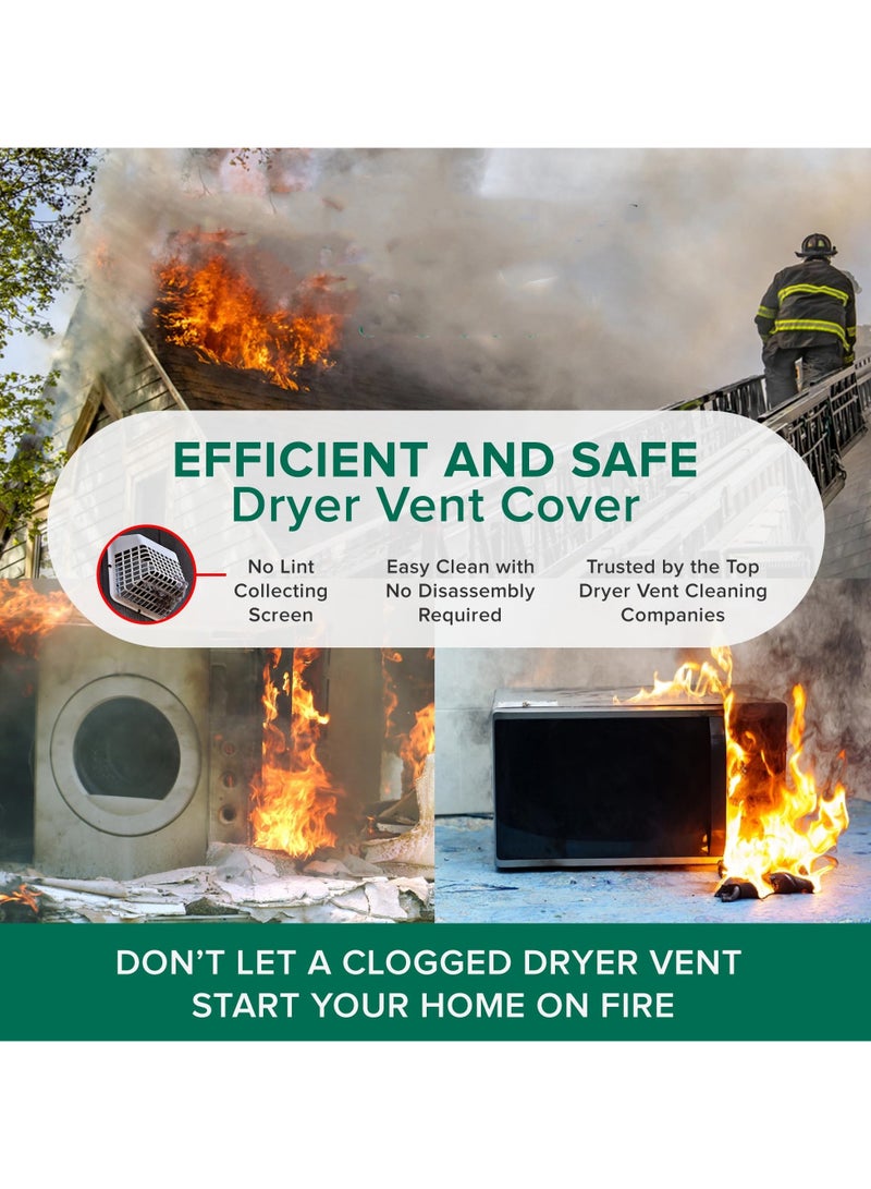 SYOSI 4 Dryer Vent Cover, The Only Dryer Vent With A Dual Door Damper To Seal Your Home, No Lint Collecting Screen, Easy Installation (White) - Image 3