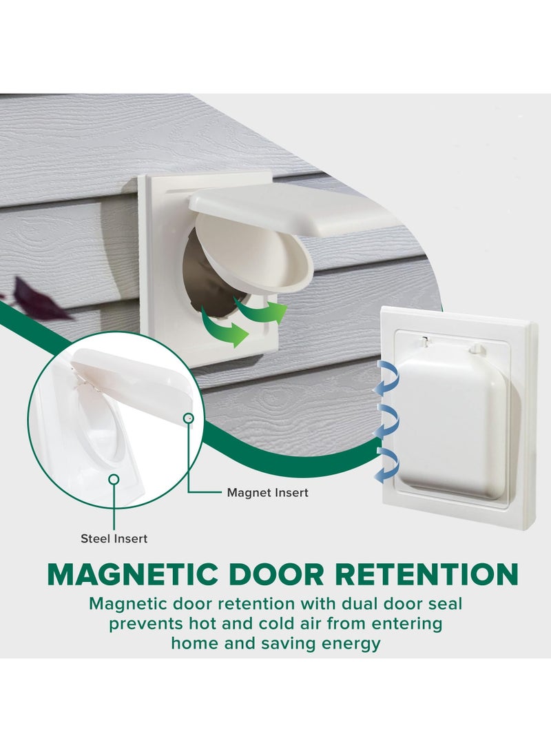 SYOSI 4 Dryer Vent Cover, The Only Dryer Vent With A Dual Door Damper To Seal Your Home, No Lint Collecting Screen, Easy Installation (White) - Image 4