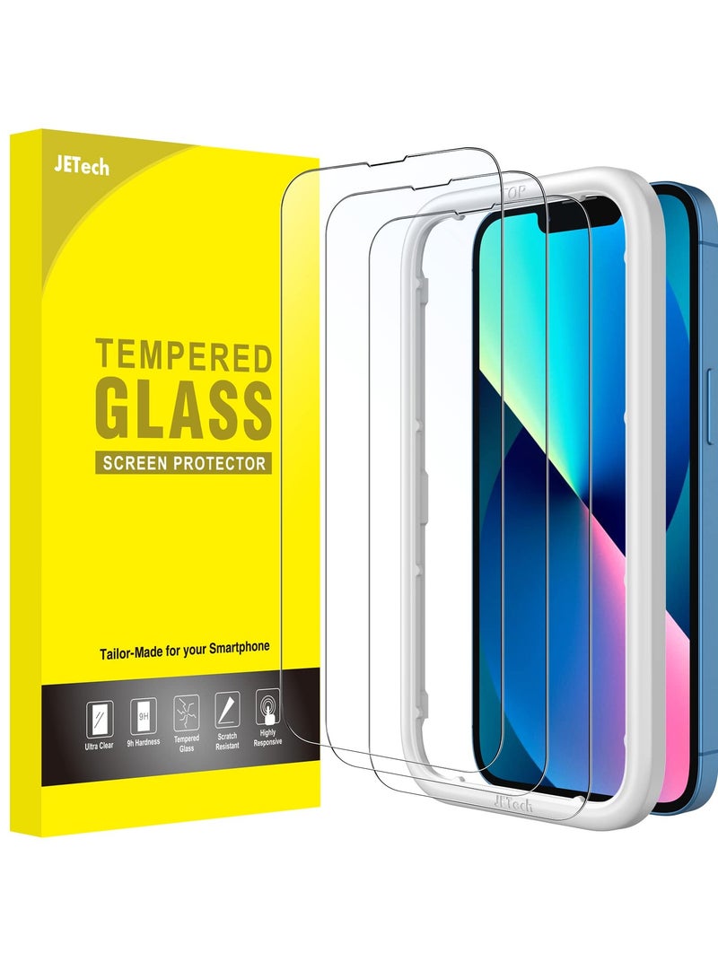 JETech Full Coverage Screen Protector for iPhone 13 and13 Pro 6.1 Inch Tempered Glass Film with Easy Installation Tool Case Friendly HD Clear 3 Pack - Image 1